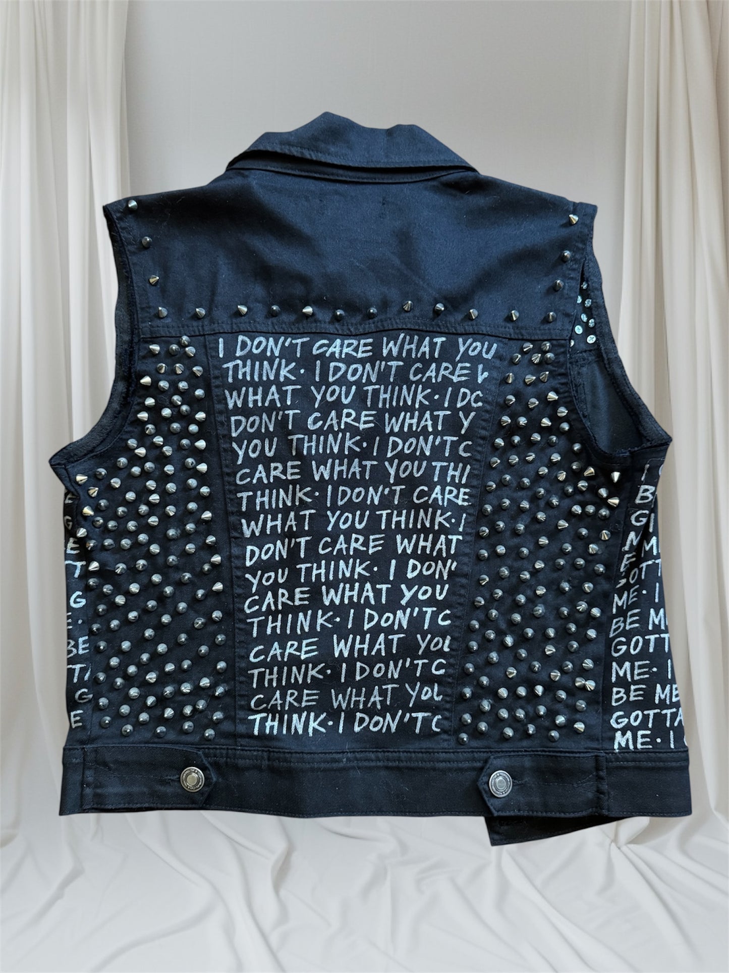I GOTTA BE ME/ I DON'T CARE WHAT YOU THINK Womens Denim Vest, Size S