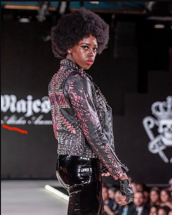 Custom Order Black & Red Distressed Union Jack Respect Sheep Leather Jacket S-3XL - Punk Majesty Streetwear