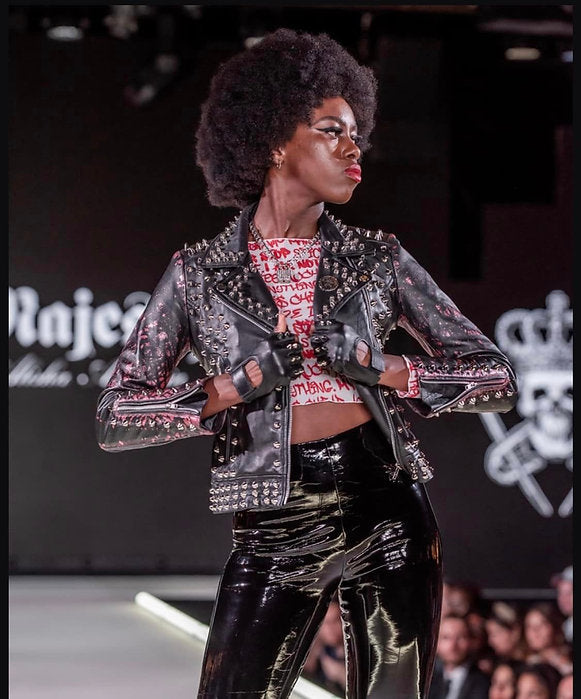 Custom Order Black & Red Distressed Union Jack Respect Sheep Leather Jacket S-3XL - Punk Majesty Streetwear