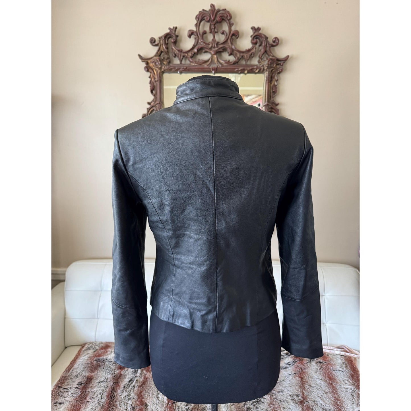 Women's Leather Motorcycle Jacket, Medium