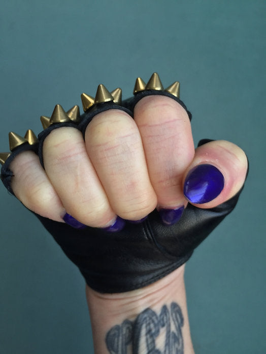 spike leather gloves