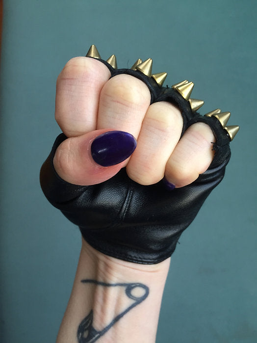 spike leather gloves