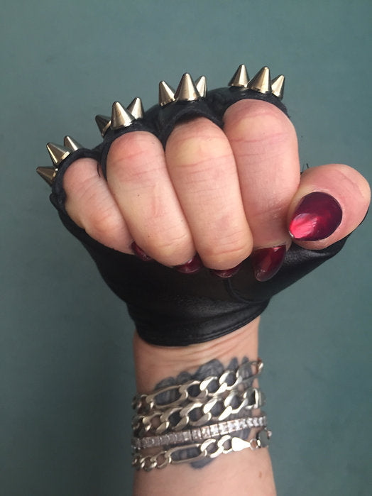 spike leather gloves