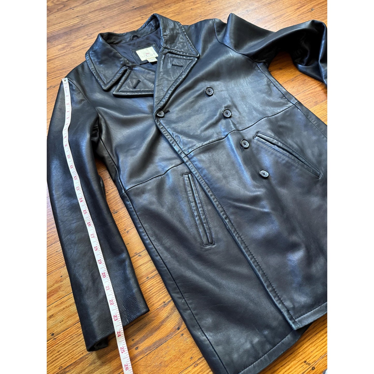 Black Leather Women's Trench, Size L