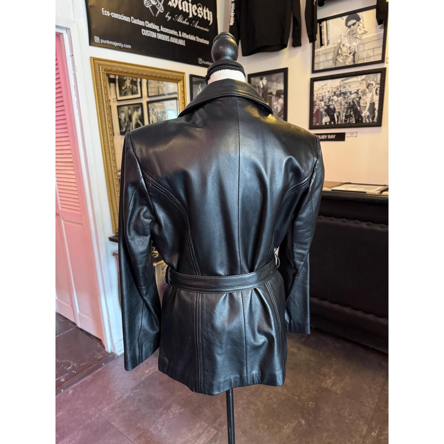 Black Leather Women's Trench, Size Small/ M