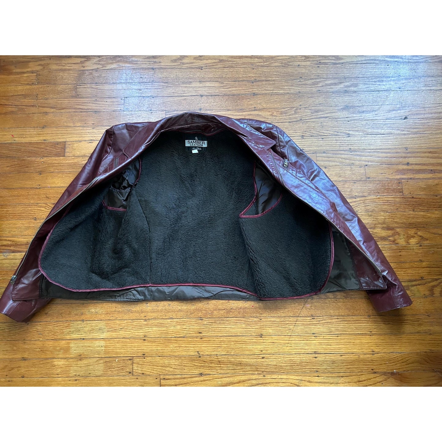 Men's Brownish Burgundy Vintage Leather Jacket, Large, 44