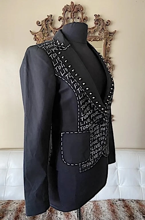 LIVE FOR TODAY, Size 4-6 Womens Suit Jacket - Punk Majesty Streetwear