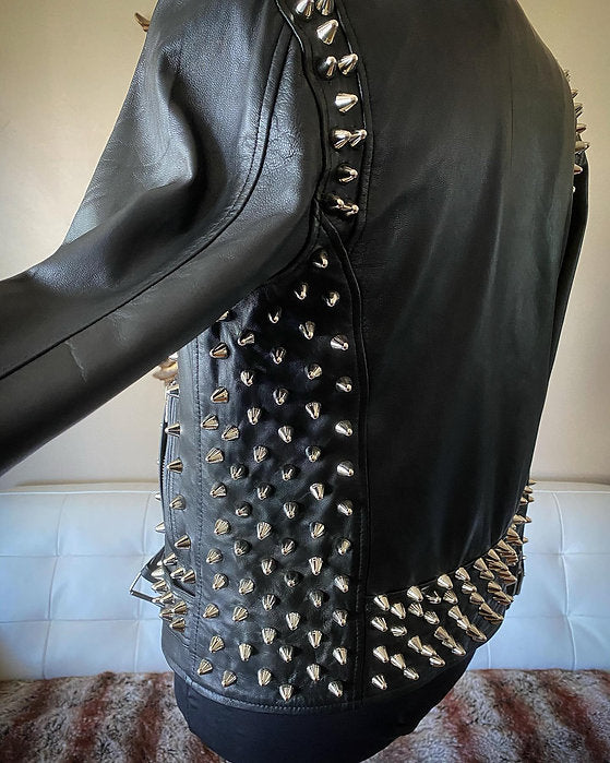 studded leather motorcycle jacket