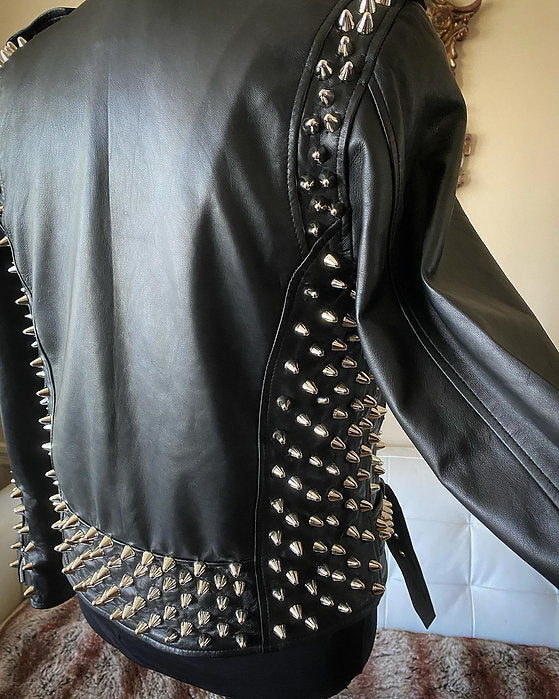 studded leather motorcycle jacket