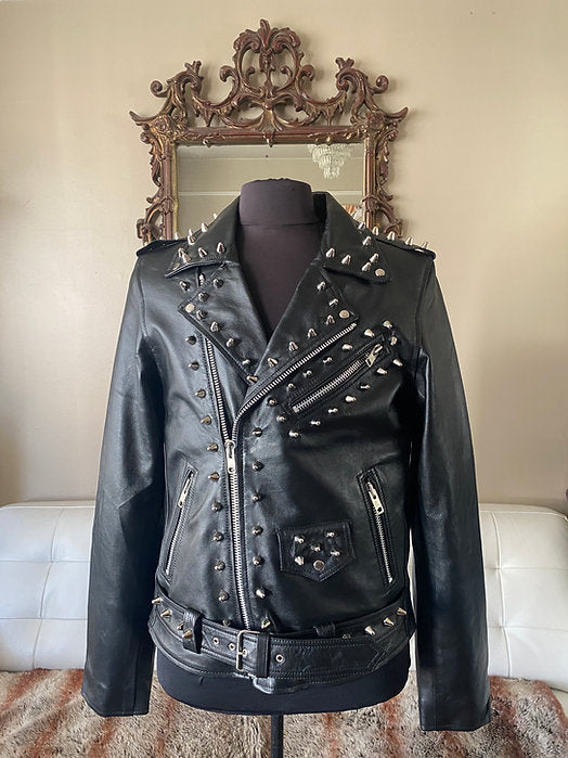 mens studded leather motorcycle jacket
