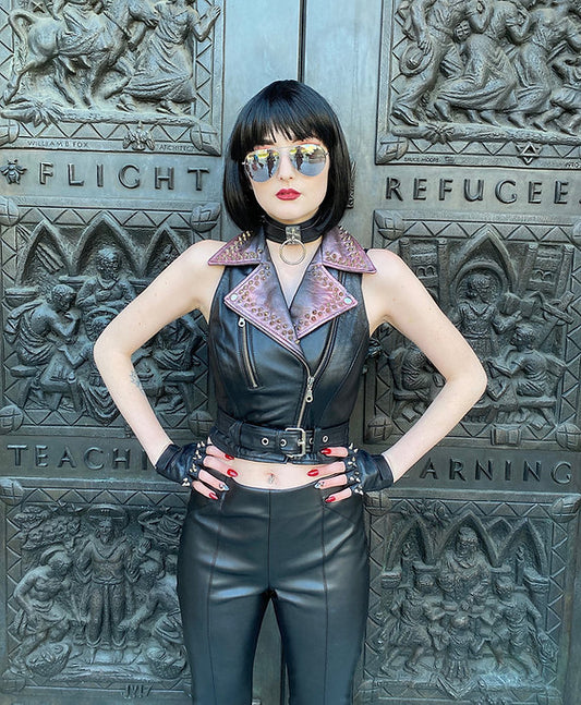 womens leather vest