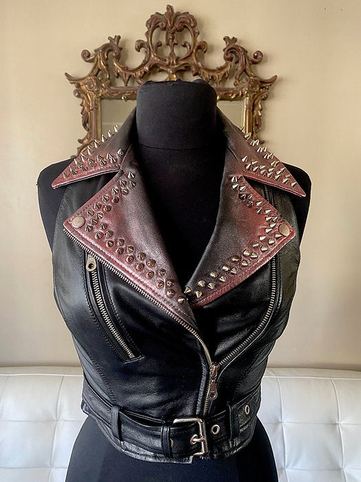 womens leather vest