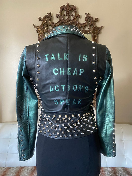 womens custom leather punk jacket