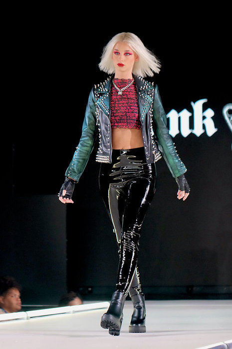 Custom Order Emerald & Black "Talk is Cheap" Studded Sheep Leather Jacket S-3XL - Punk Majesty Streetwear