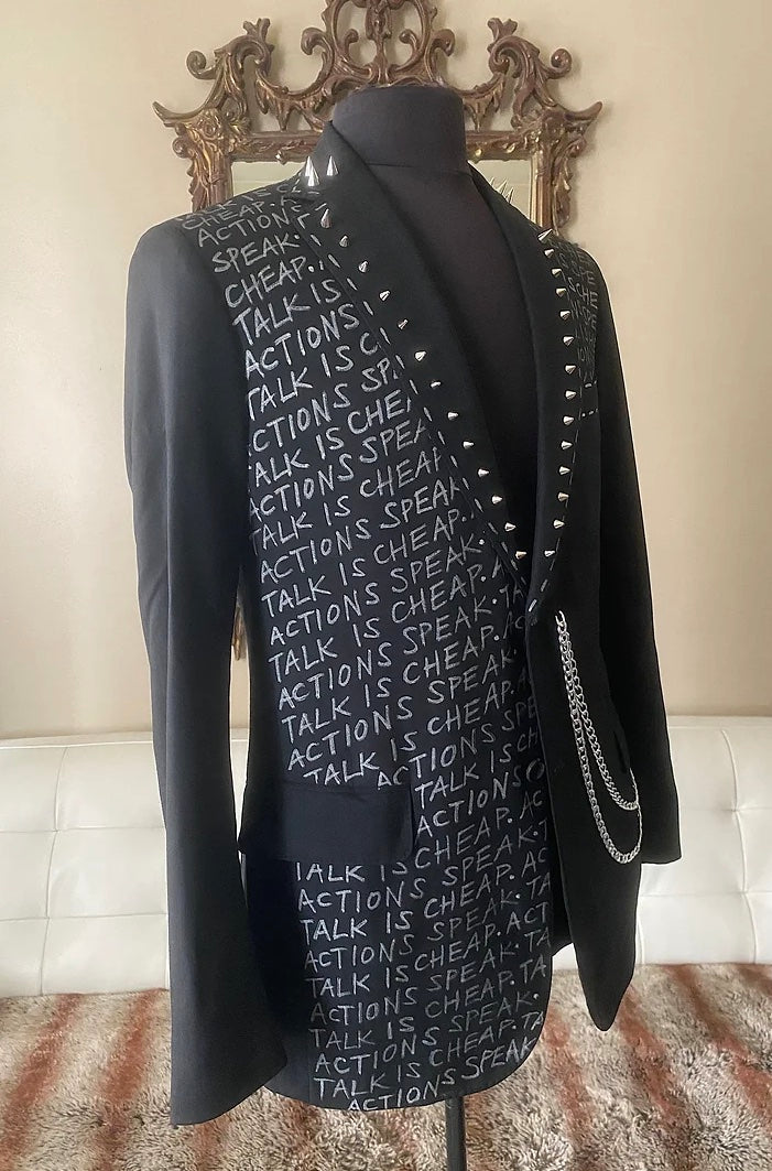 TALK IS CHEAP. ACTIONS SPEAK Size 38-39 Mens Suit Jacket - Punk Majesty Streetwear