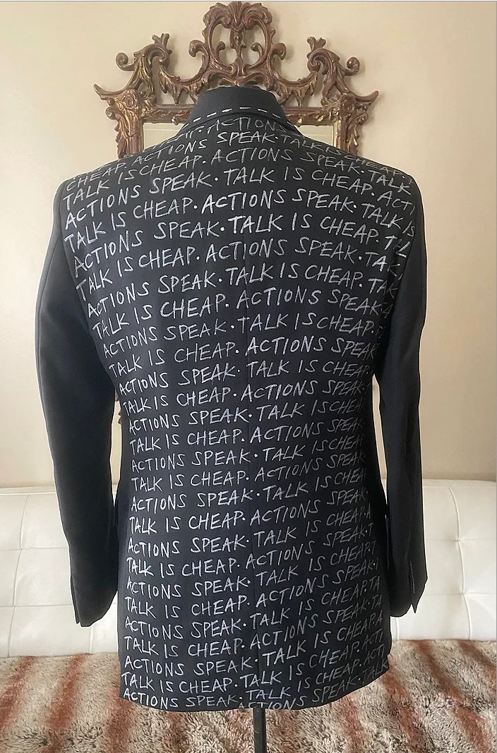 TALK IS CHEAP. ACTIONS SPEAK Size 38-39 Mens Suit Jacket - Punk Majesty Streetwear