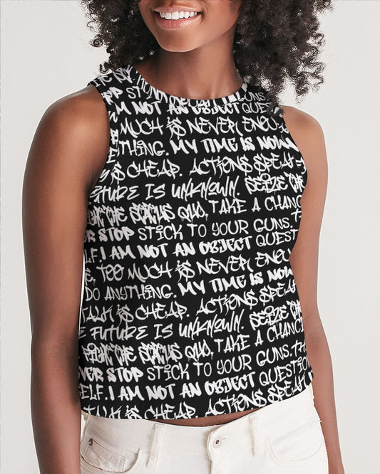 Empowering Graffiti Women's Cropped Tank - Punk Majesty Streetwear