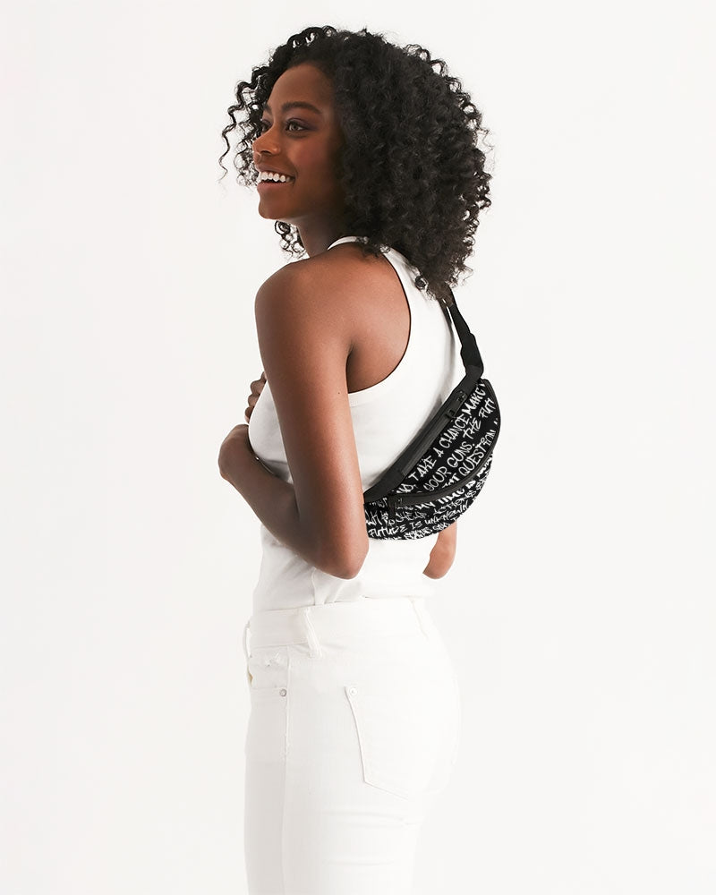 Empowering White Graffiti Crossbody Sling Bag - Punk Majesty Streetwear