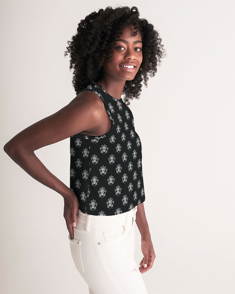 Logo Pattern Women's Cropped Tank - Punk Majesty Streetwear