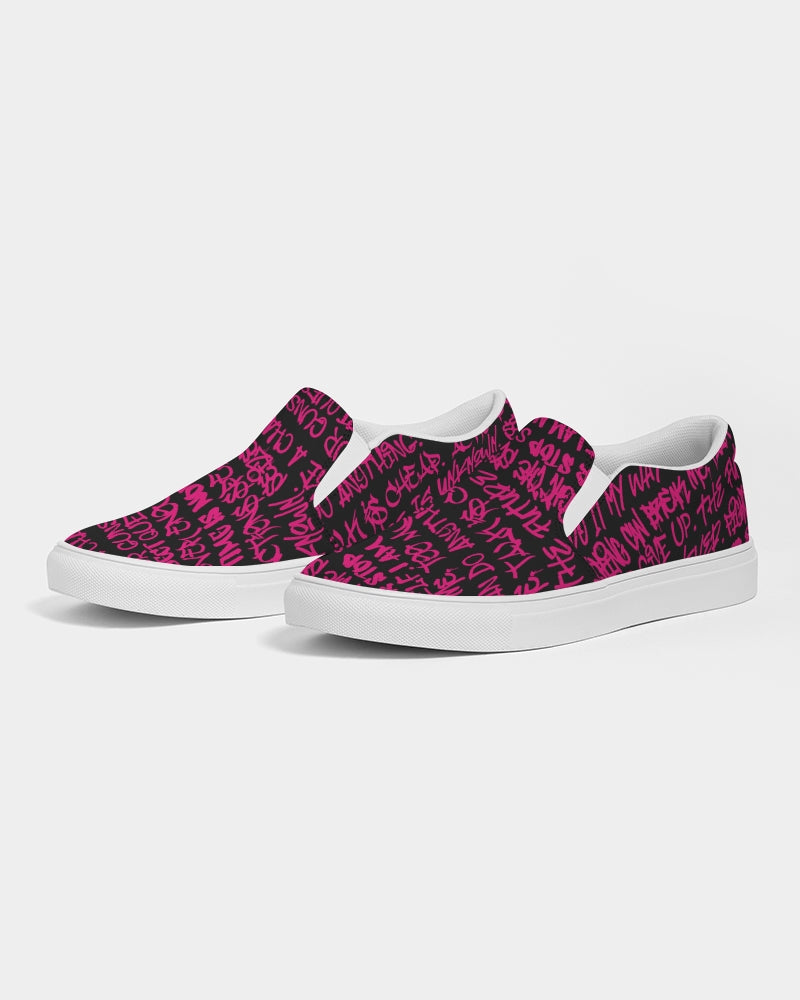 Empowering Pink Graffiti Men's Slip-On Canvas Shoe - Punk Majesty Streetwear