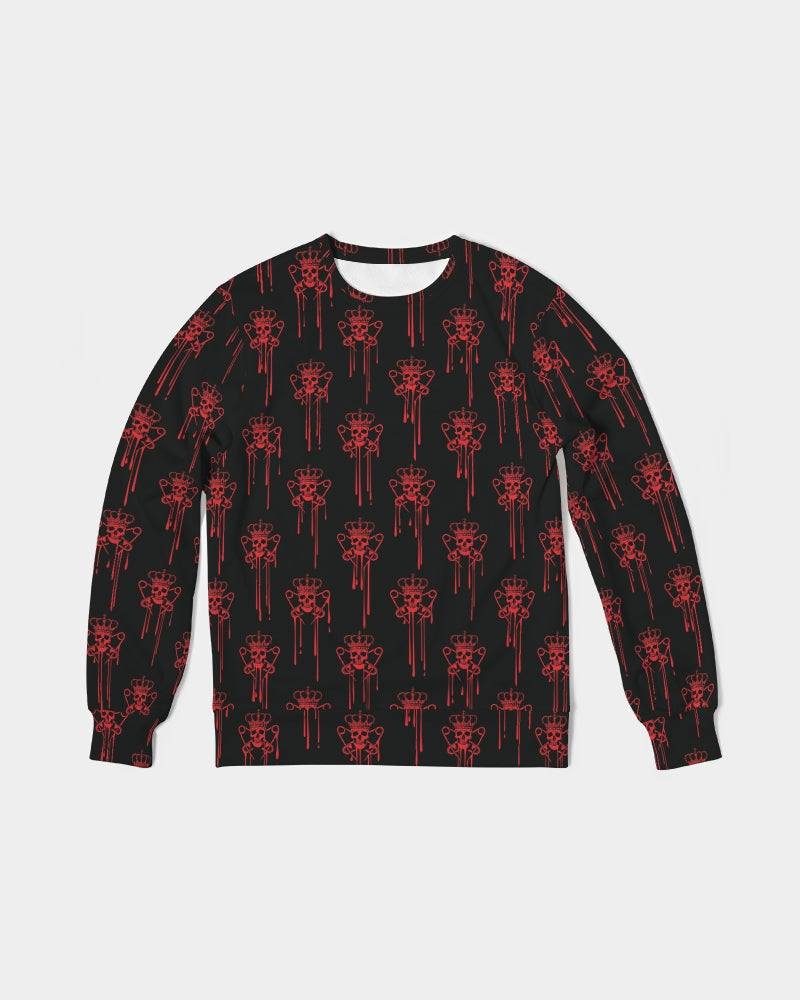Mens Crewneck Pullover, Black and Red Logo Drip