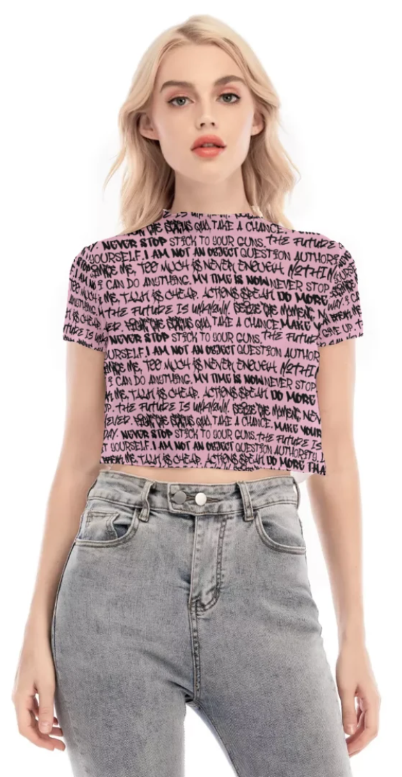 Graffiti Short Sleeve Mesh Crop Top, Pink - Punk Majesty Streetwear