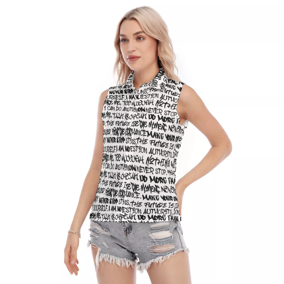 Empowering Graffiti Women's Sleeveless Shirt - Punk Majesty Streetwear