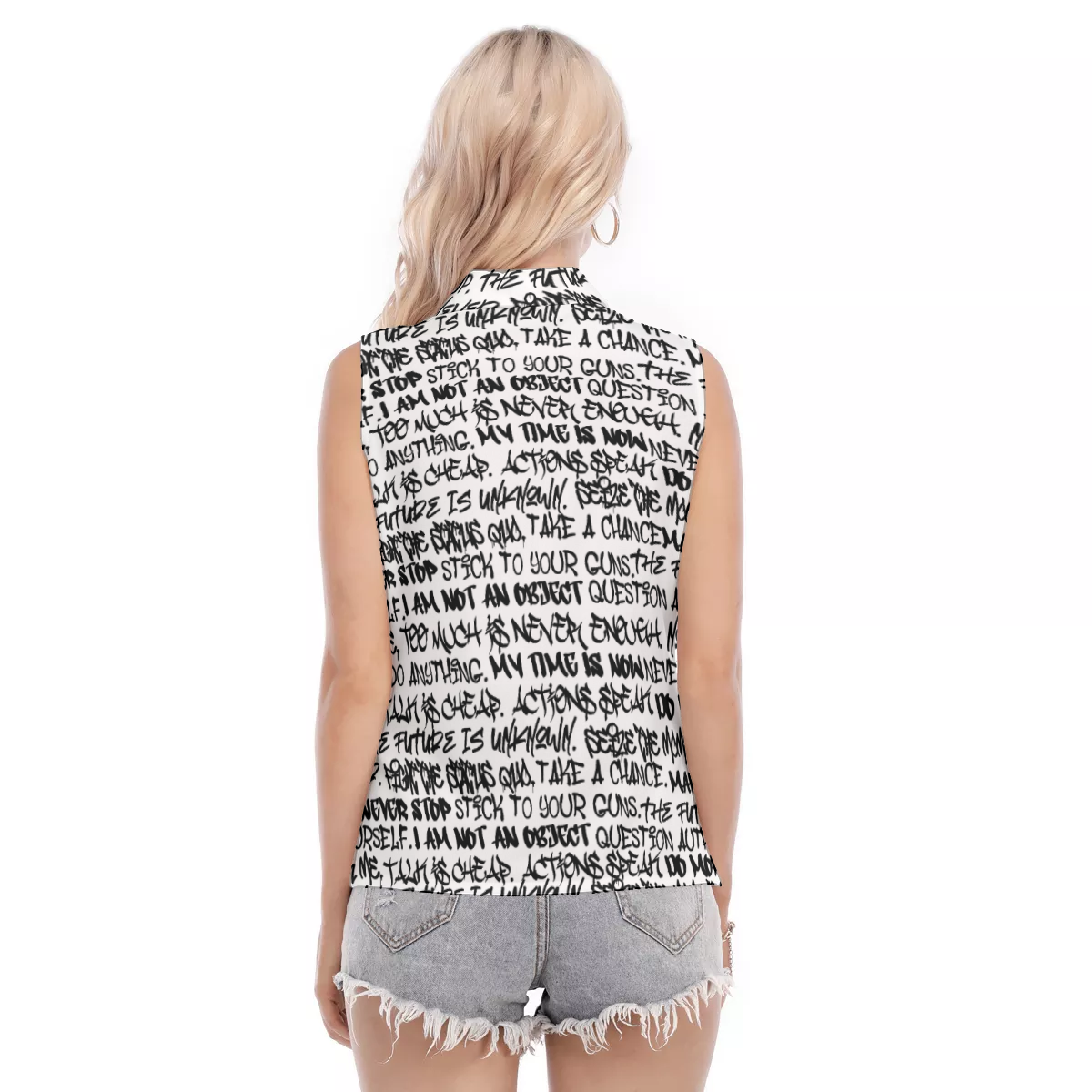 Empowering Graffiti Women's Sleeveless Shirt - Punk Majesty Streetwear
