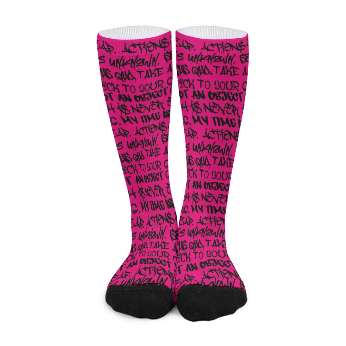 PM Graffiti Unisex Long Socks, Hot Pink - Punk Majesty Streetwear