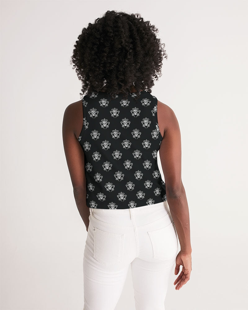Logo Pattern Women's Cropped Tank - Punk Majesty Streetwear