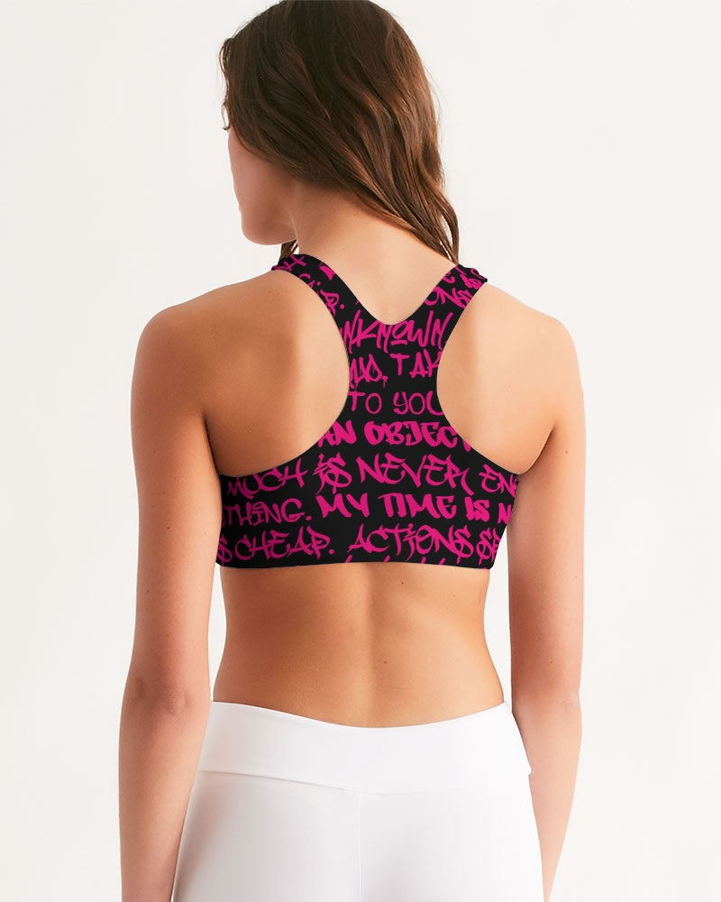 Empowering Pink Graffiti Women's Seamless Sports Bra - Punk Majesty Streetwear