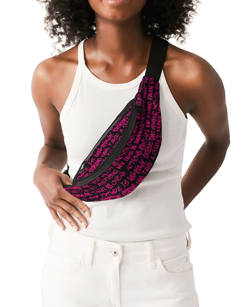 Empowering Pink Graffiti Crossbody Sling Bag - Punk Majesty Streetwear