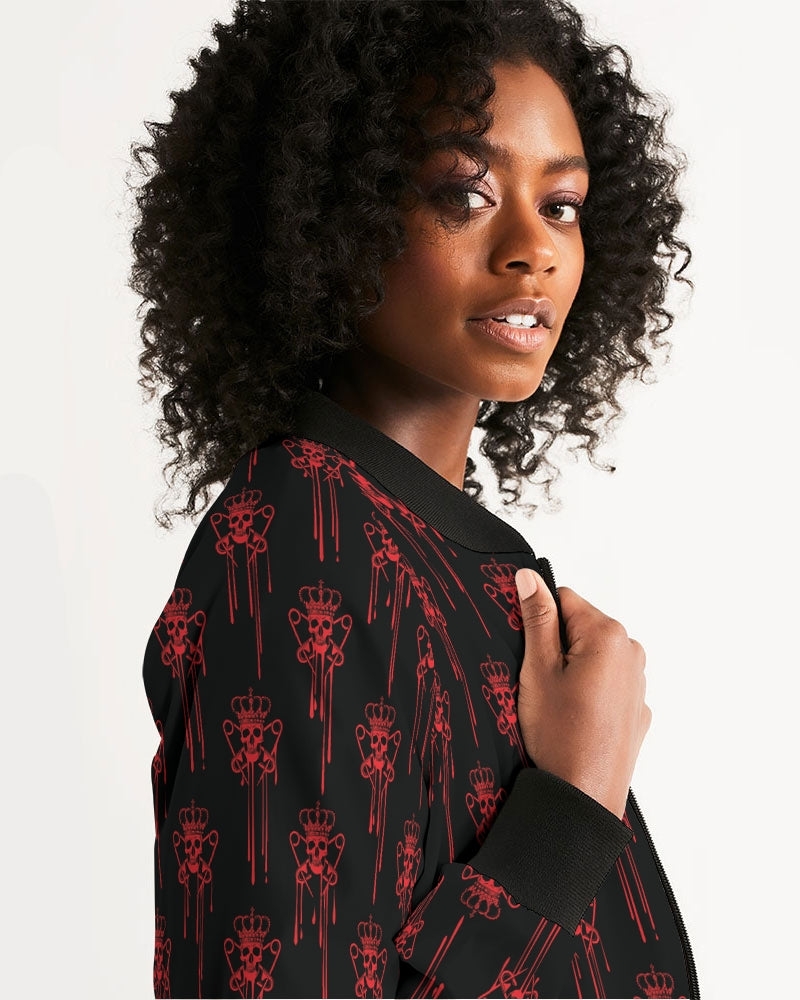 Punk Majesty Red Logo Drip Women's Bomber Jacket - Punk Majesty Streetwear