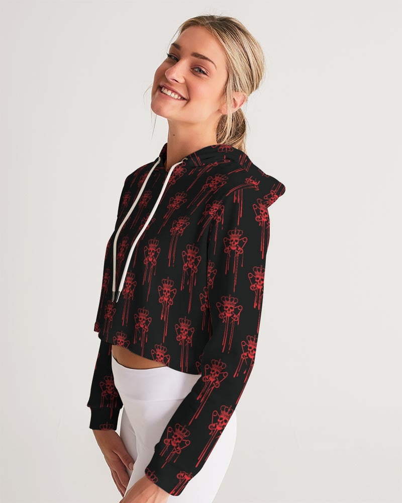 Punk Majesty Red Logo Drip Women's Cropped Hoodie - Punk Majesty Streetwear