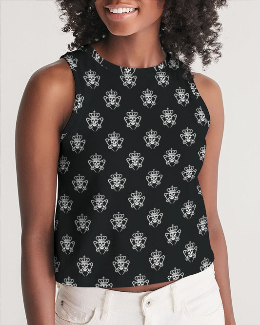 Logo Pattern Women's Cropped Tank - Punk Majesty Streetwear