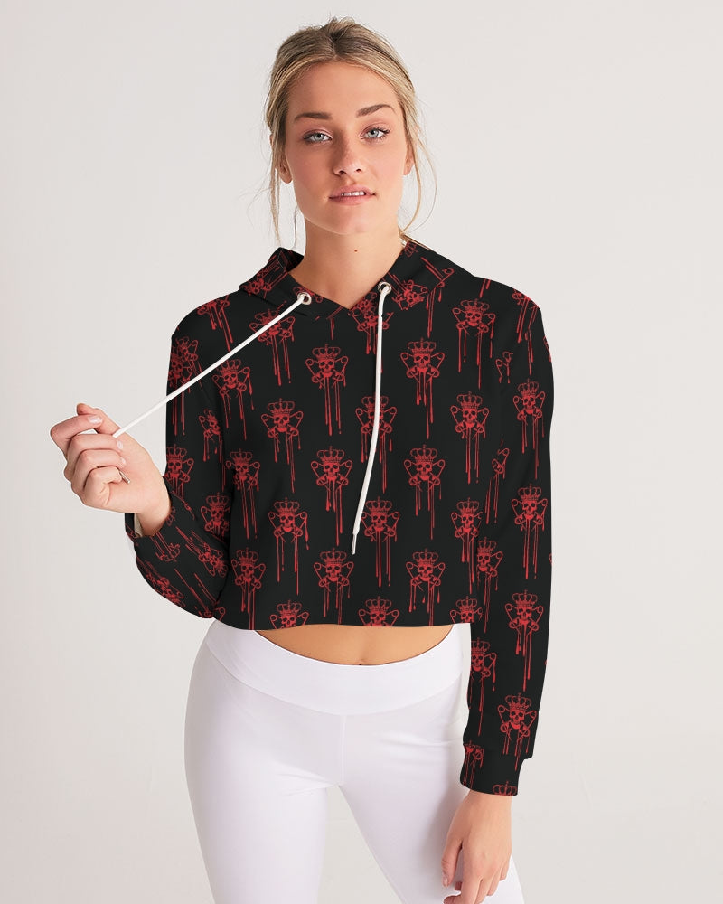 Punk Majesty Red Logo Drip Women's Cropped Hoodie - Punk Majesty Streetwear