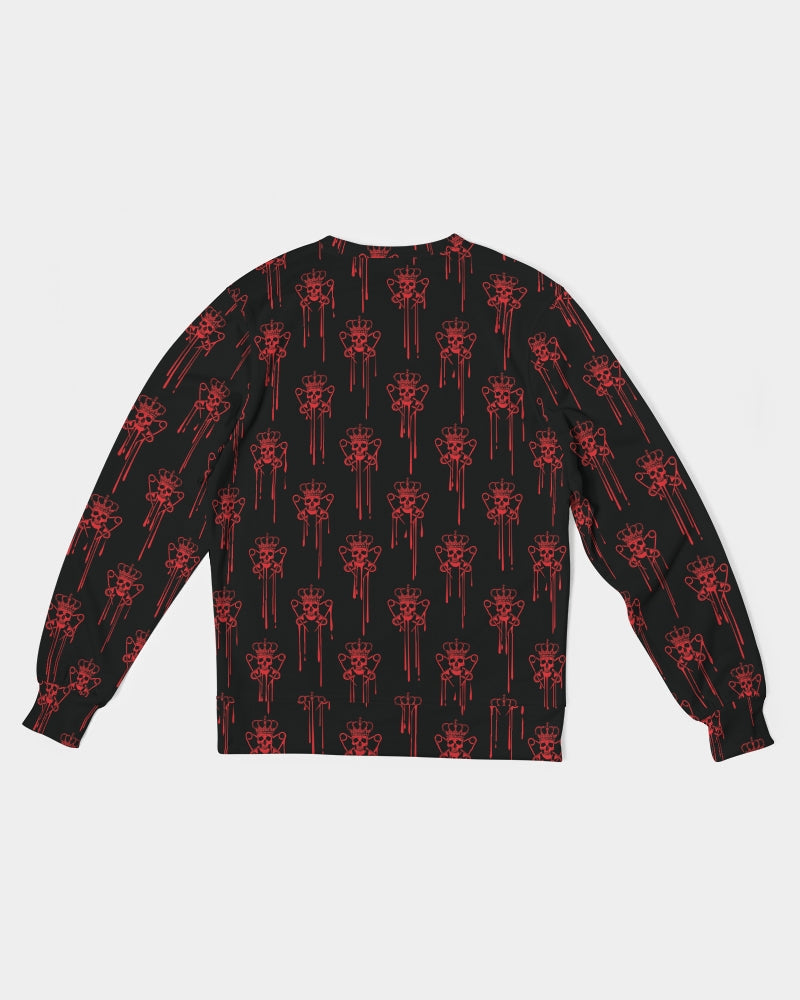 Mens Crewneck Pullover, Black and Red Logo Drip