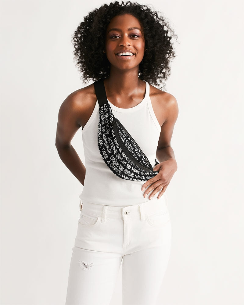 Empowering White Graffiti Crossbody Sling Bag - Punk Majesty Streetwear