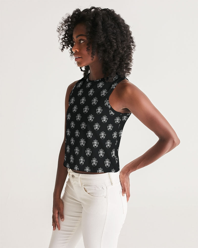 Logo Pattern Women's Cropped Tank - Punk Majesty Streetwear