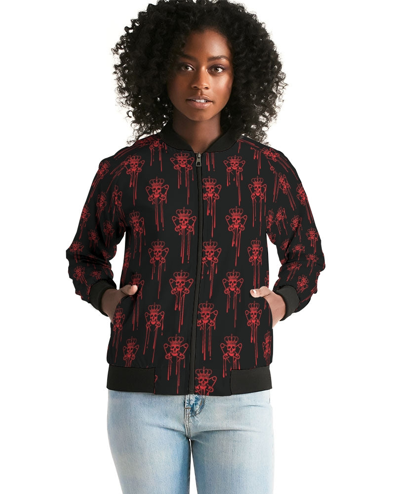 Punk Majesty Red Logo Drip Women's Bomber Jacket - Punk Majesty Streetwear