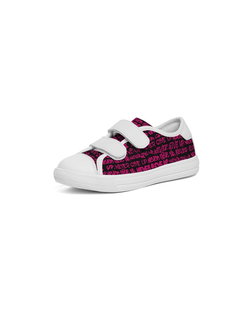 NEVER GIVE UP Pink Empowering Graffiti Kids Velcro Sneaker - Punk Majesty Streetwear