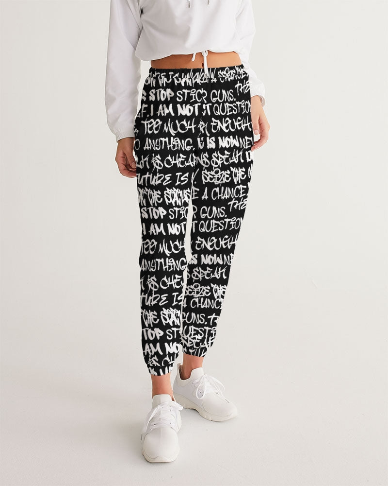 Womens Joggers, Black and white graffiti
