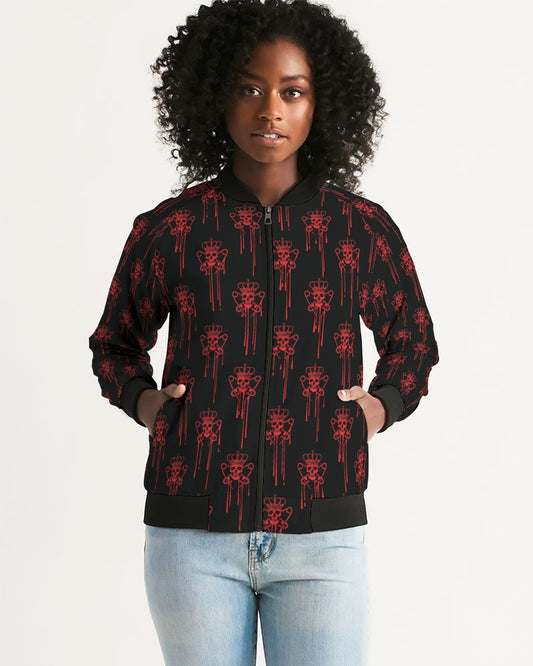 Punk Majesty Red Logo Drip Women's Bomber Jacket - Punk Majesty Streetwear