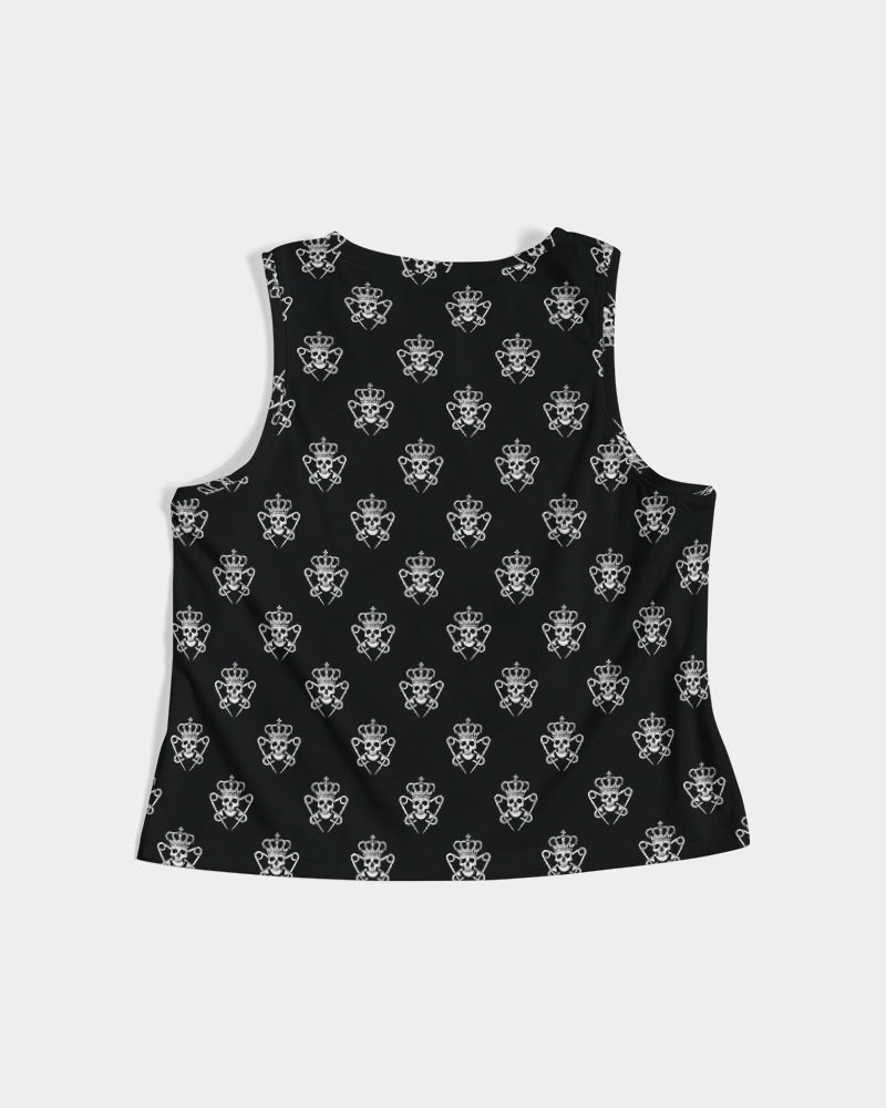 Logo Pattern Women's Cropped Tank - Punk Majesty Streetwear