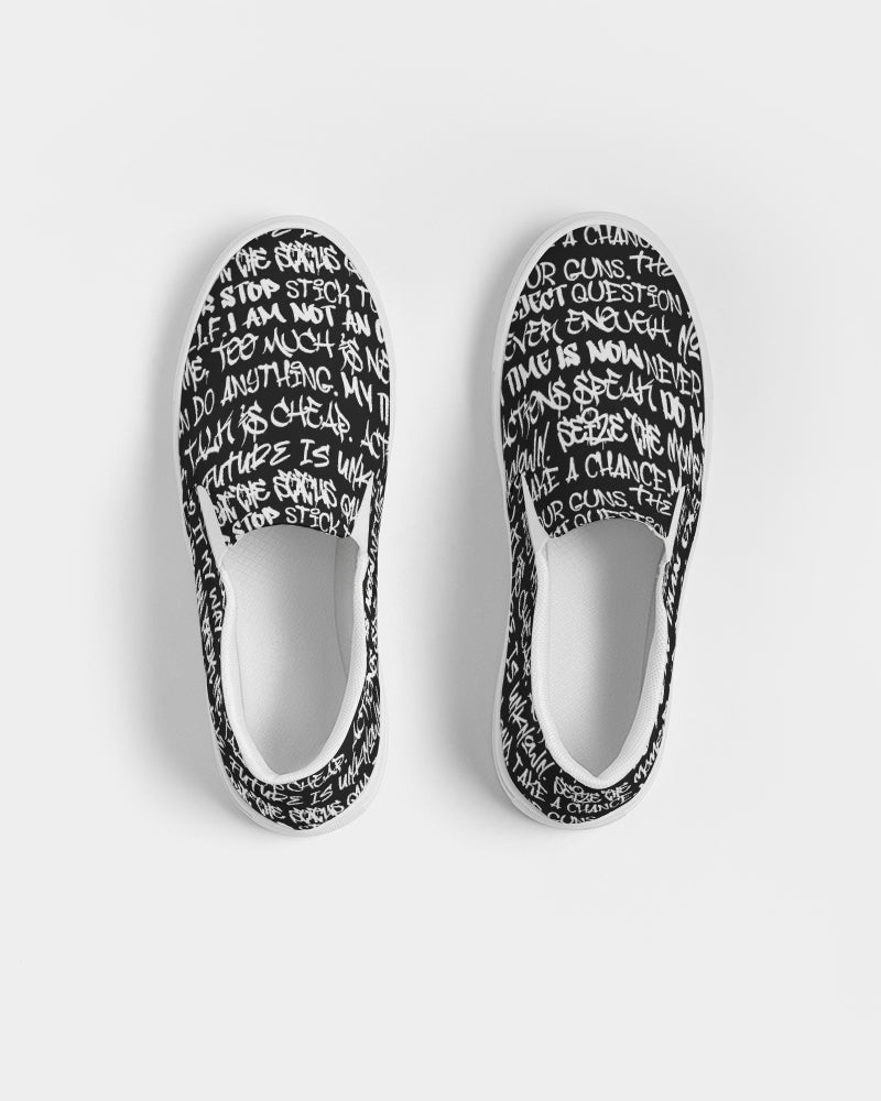Empowering Graffiti Women's Slip-On Canvas Shoe - Punk Majesty Streetwear