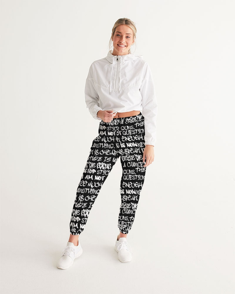 Womens Joggers, Black and white graffiti