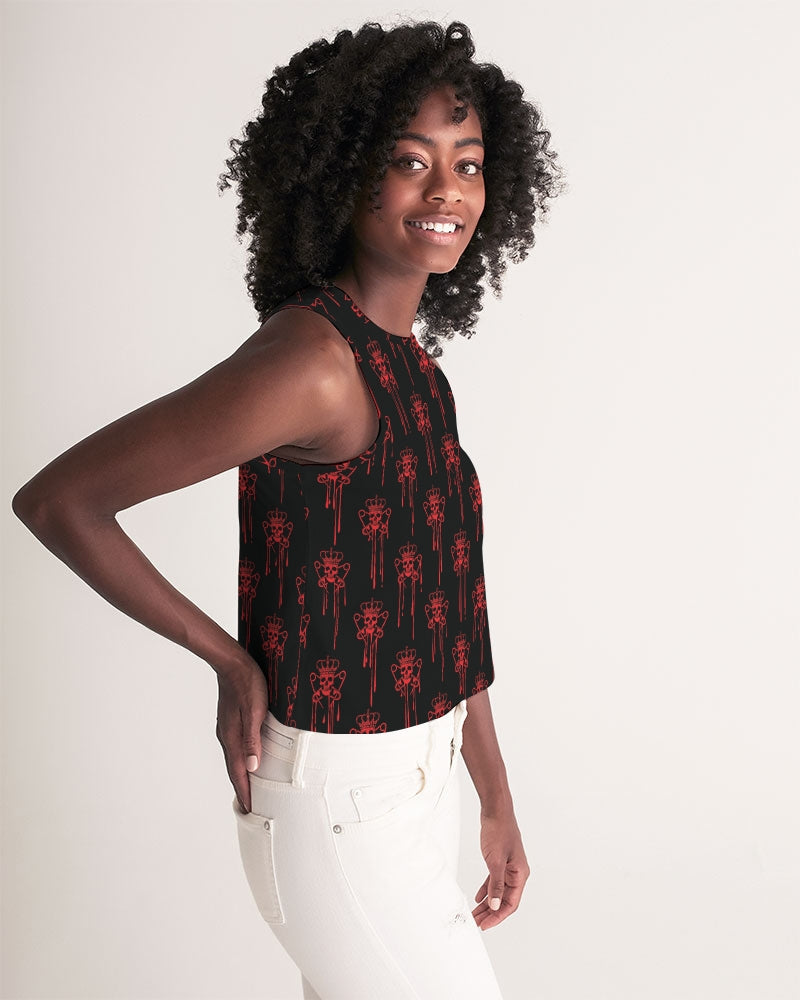 Punk Majesty Red Logo Drip Women's Cropped Tank - Punk Majesty Streetwear