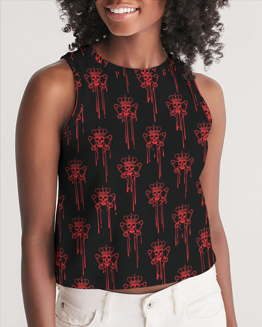Punk Majesty Red Logo Drip Women's Cropped Tank - Punk Majesty Streetwear