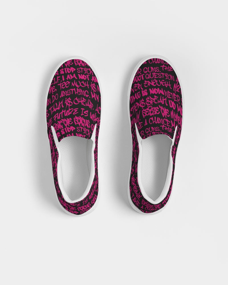 Empowering Pink Graffiti Men's Slip-On Canvas Shoe - Punk Majesty Streetwear