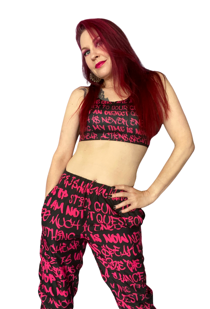 Empowering Pink Graffiti Women's Seamless Sports Bra - Punk Majesty Streetwear